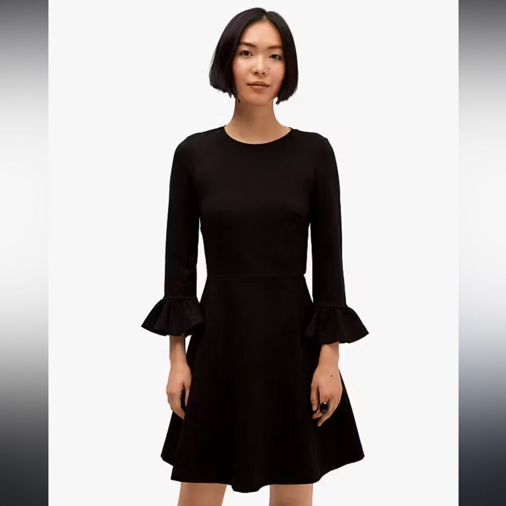 NWT KATE SPADE‎ BROOME STREET size L Bell Sleeve Ponte Dress mini black flare